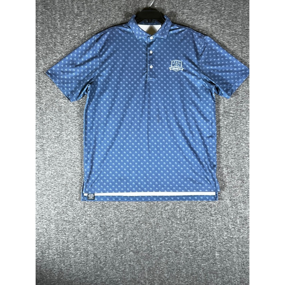 Turtleson Mens Blue Pine Tree Print Golf Polo Shirt Amateur Players Tour‎ Large